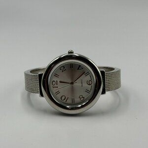 3/$30 Geneva Watch Women Silver Tone Round Easy to Read Dial Cuff Band